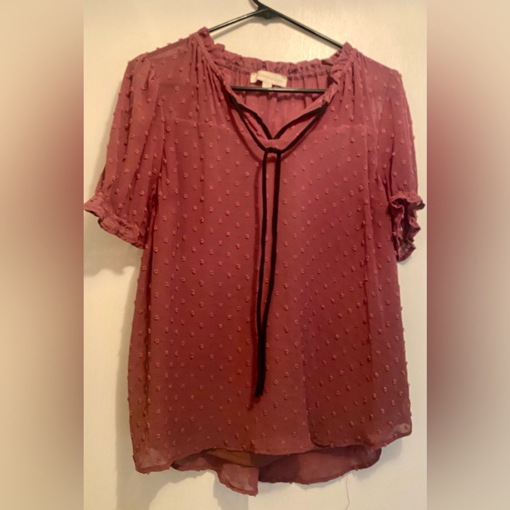 Elegant Plum Blouse with Tie Detail